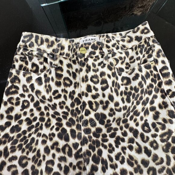 Frame Ali High Rise Cigarette Jeans in Beige Multi Animal Print - Picture 4 of 4